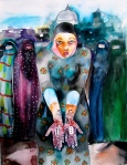 Godfrey Williams-Okorodus, (2015) watercolor for the cover of  FGM in Iran.